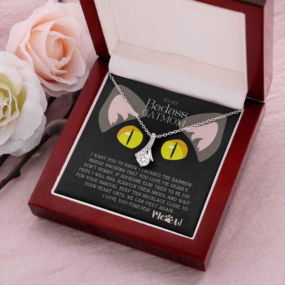 To My Badass Cat Mom Until We Can Meet Again Necklace Loss Of Cat Memorial Necklace Cat Loss Gifts Rainbow Bridge Cat Pet Sympathy Gift 1 Alluring Beauty Necklace