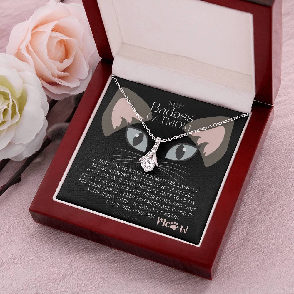 To My Badass Cat Mom Until We Can Meet Again Necklace Loss Of Cat Memorial Necklace Cat Loss Gifts Rainbow Bridge Cat Pet Sympathy Gift 3 Alluring Beauty Necklace