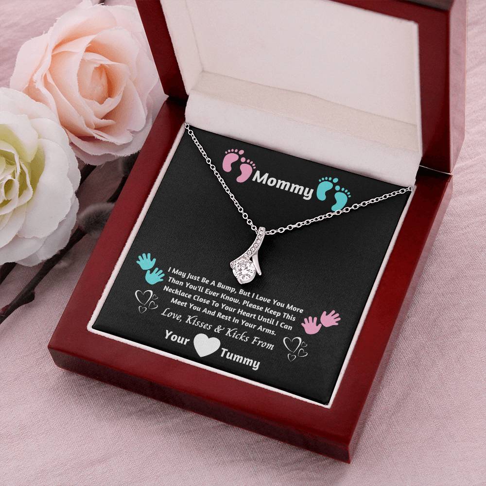 Mommy Crystal Necklace- I Can't Wait To Meet You. Love Bump Alluring Beauty Necklace