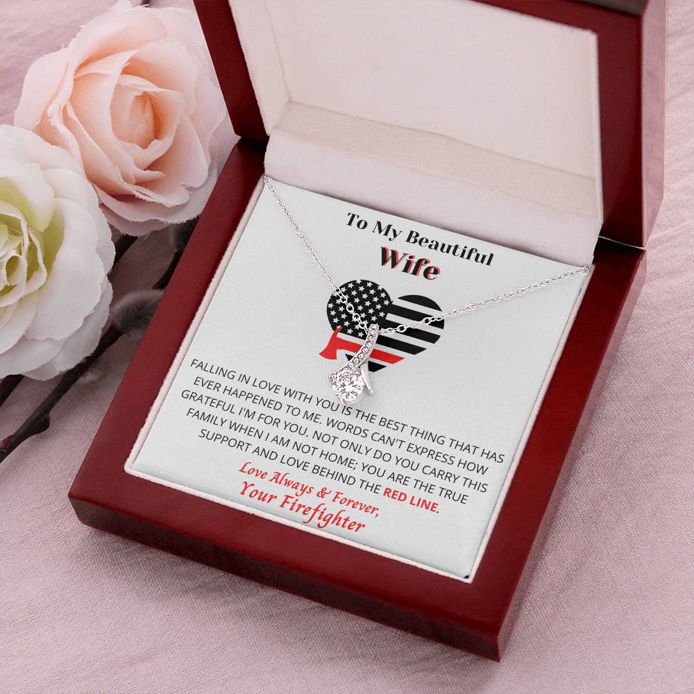 To My Beautiful Wife - Firefighter's Wife - Necklace Usa Made Alluring Beauty Necklace