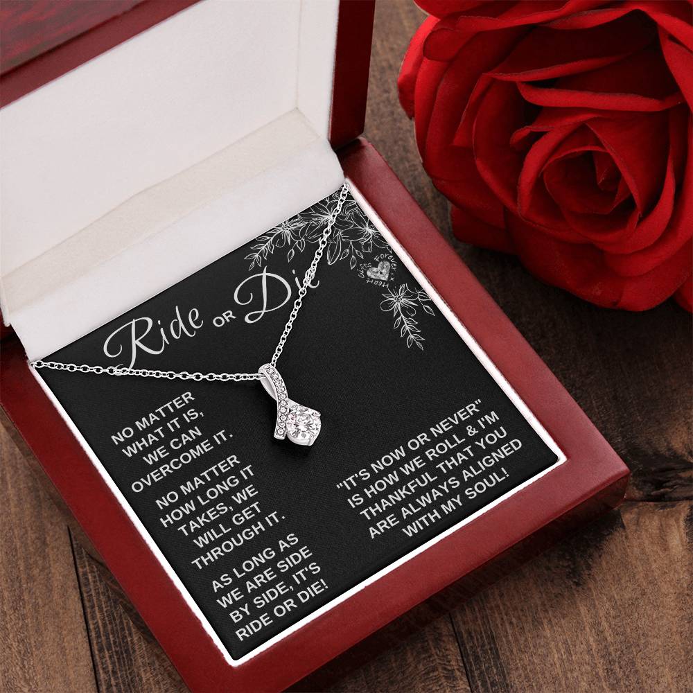 Ride Or Die Ribbon Necklace For Soulmate Alluring Beauty Necklace