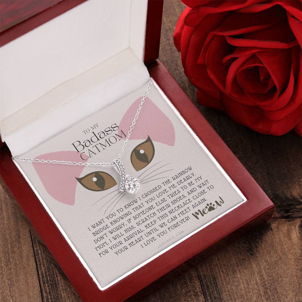 To My Badass Cat Mom Until We Can Meet Again Necklace Loss Of Cat Memorial Necklace Cat Loss Gifts Rainbow Bridge Cat Pet Sympathy Gift 5 Alluring Beauty Necklace