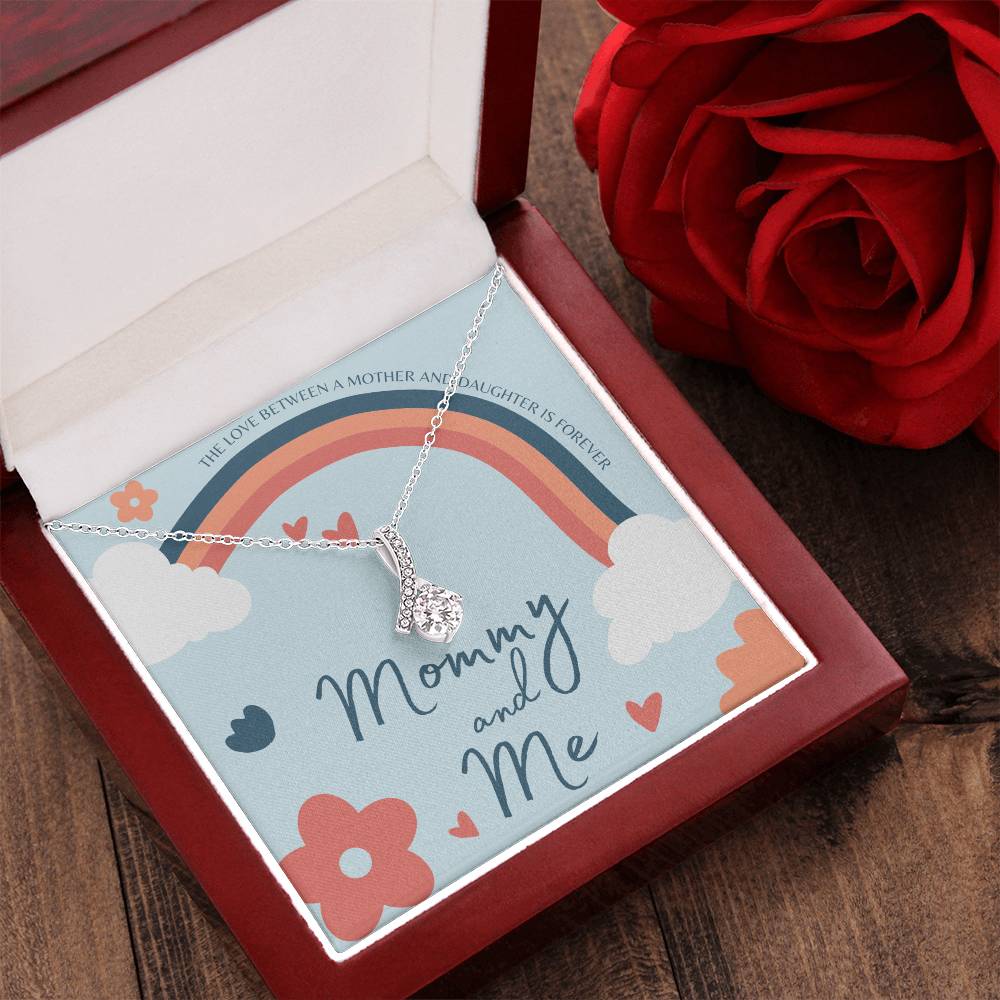 Mommy And Me Heart Hand-Stamped Necklace Mother Daughter Necklace Mommy And Me Heart Jewelry Gift For Mom Gift From Daughter Alluring Beauty Necklace