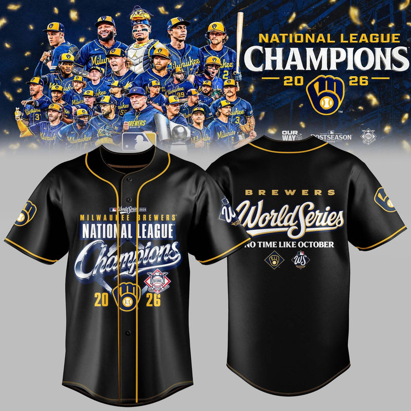 Milwaukee Gold Trim Black Baseball Jersey