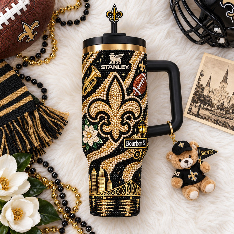 New Orleans Fleur Rhinestone 40oz Tumbler