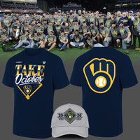 Milwaukee Take Ball In Glove Navy Baseball T-Shirt