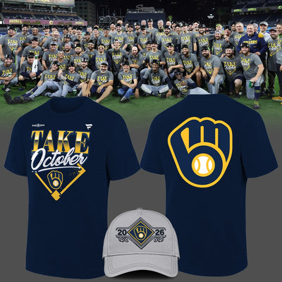 Milwaukee Take Ball In Glove Navy Baseball T-Shirt