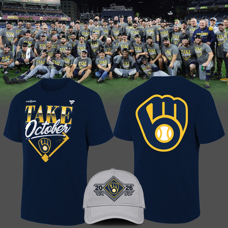 Milwaukee Take Ball In Glove Navy Baseball T-Shirt