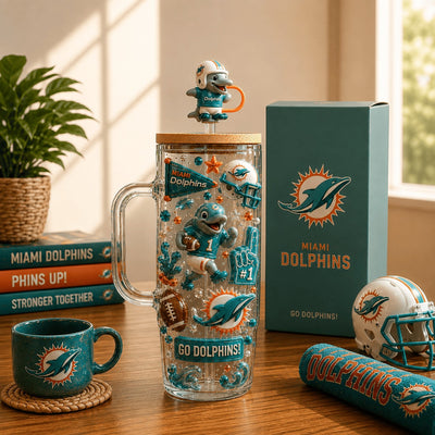 Miami Dolphin Football Jewel 40oz Tumbler