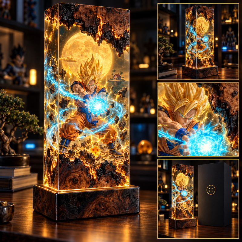 Golden Warrior Story Cube Resin Lamp