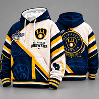 Milwaukee Navy Cream Stripe Baseball Hoodie