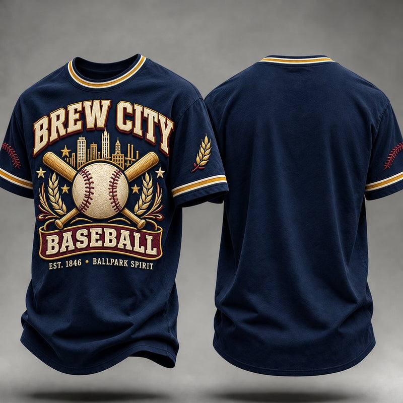 Milwaukee Ballpark Spirit Print Baseball T-Shirt