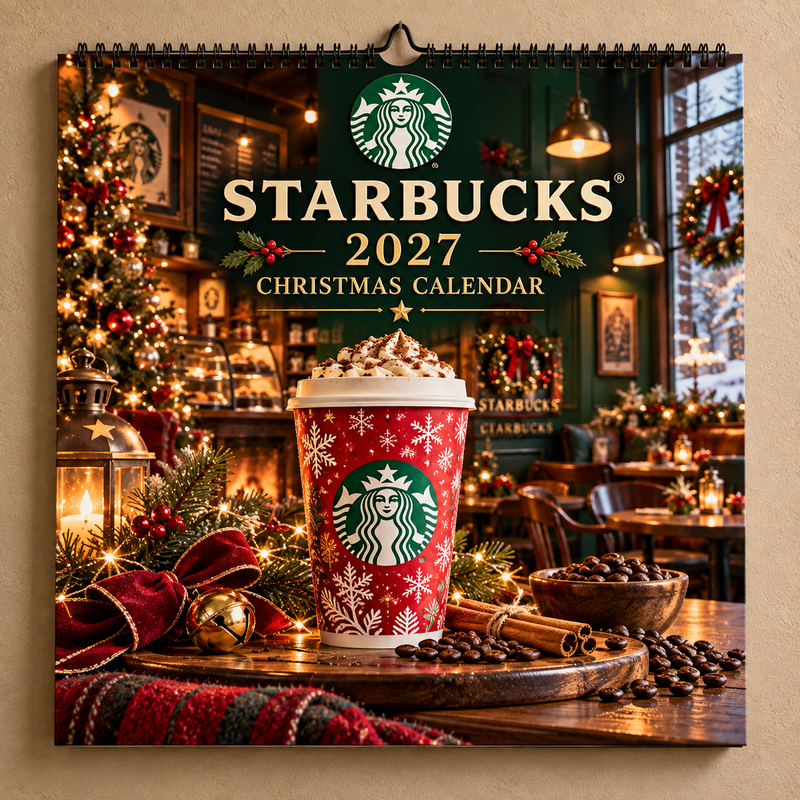 Cozy Coffee Shop Christmas 2027 Wall Calendar
