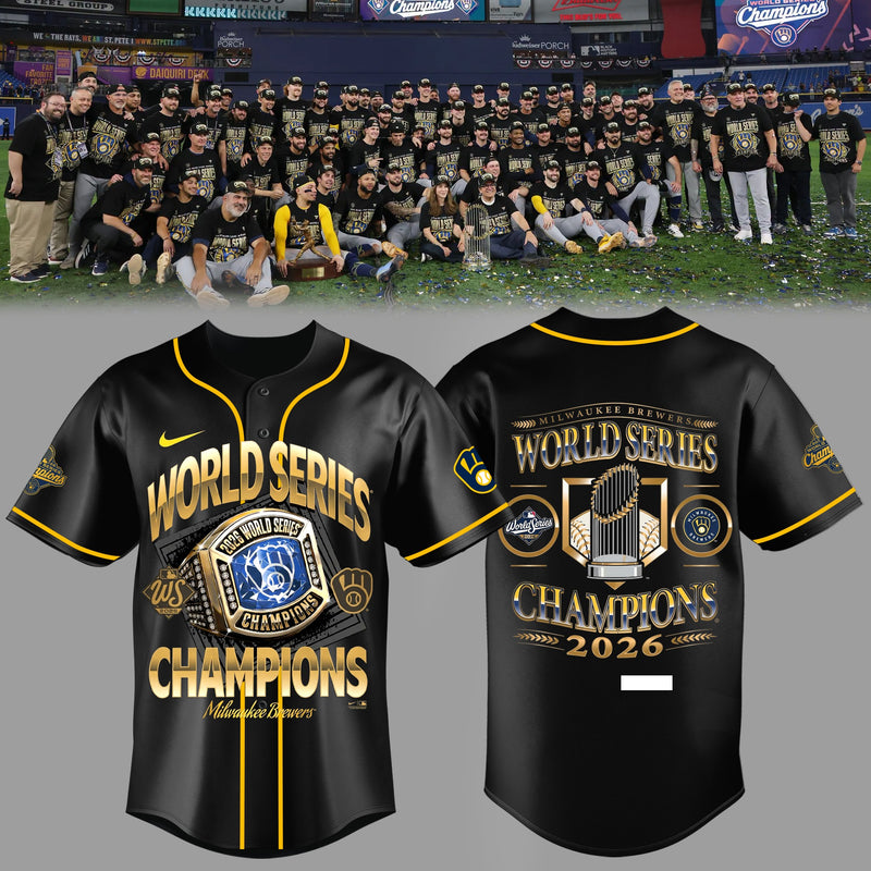 Milwaukee Ring Black Gold Baseball Jersey