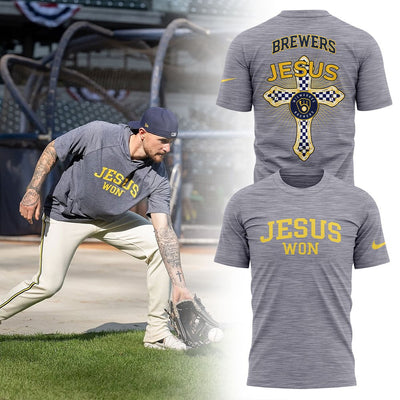 Milwaukee Faith Cross Grey Heather Baseball T-Shirt