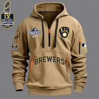Milwaukee Zip Pocket Navy Baseball Hoodie