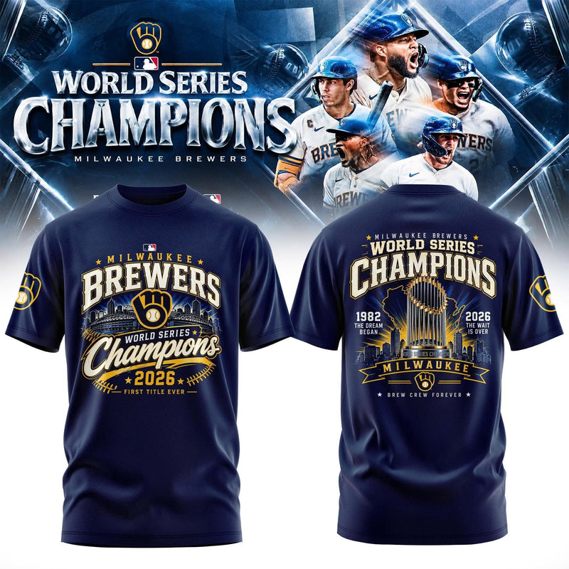 Milwaukee Navy Script Baseball T-Shirt