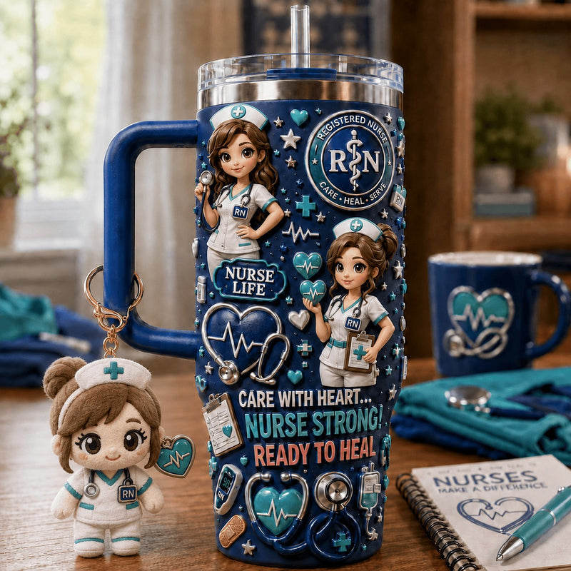 Nurse Life Heart Glam 40oz Tumbler