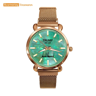 TRUMP 45-47 Watch 2026 Luxury Gold – Galactic Teal Dial – Gold Watch for Women