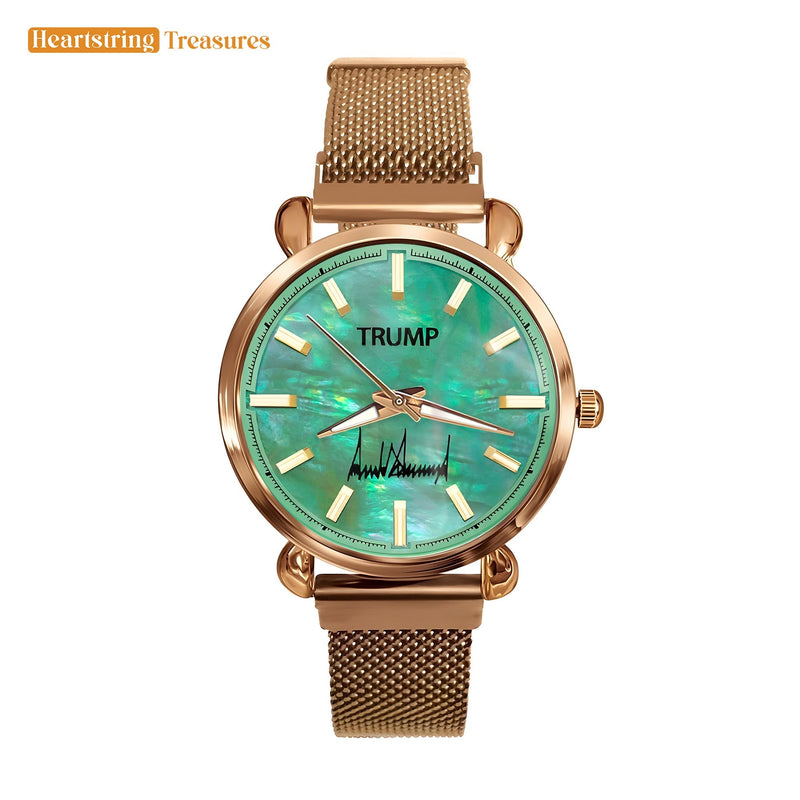 TRUMP Watch 2026 Luxury Gold – Galactic Teal Dial – Gold Watch for Women