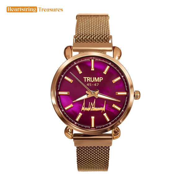 TRUMP 45-47 Watch 2026 Luxury Gold – Galaxy Purple Dial – Gold Watch for Women