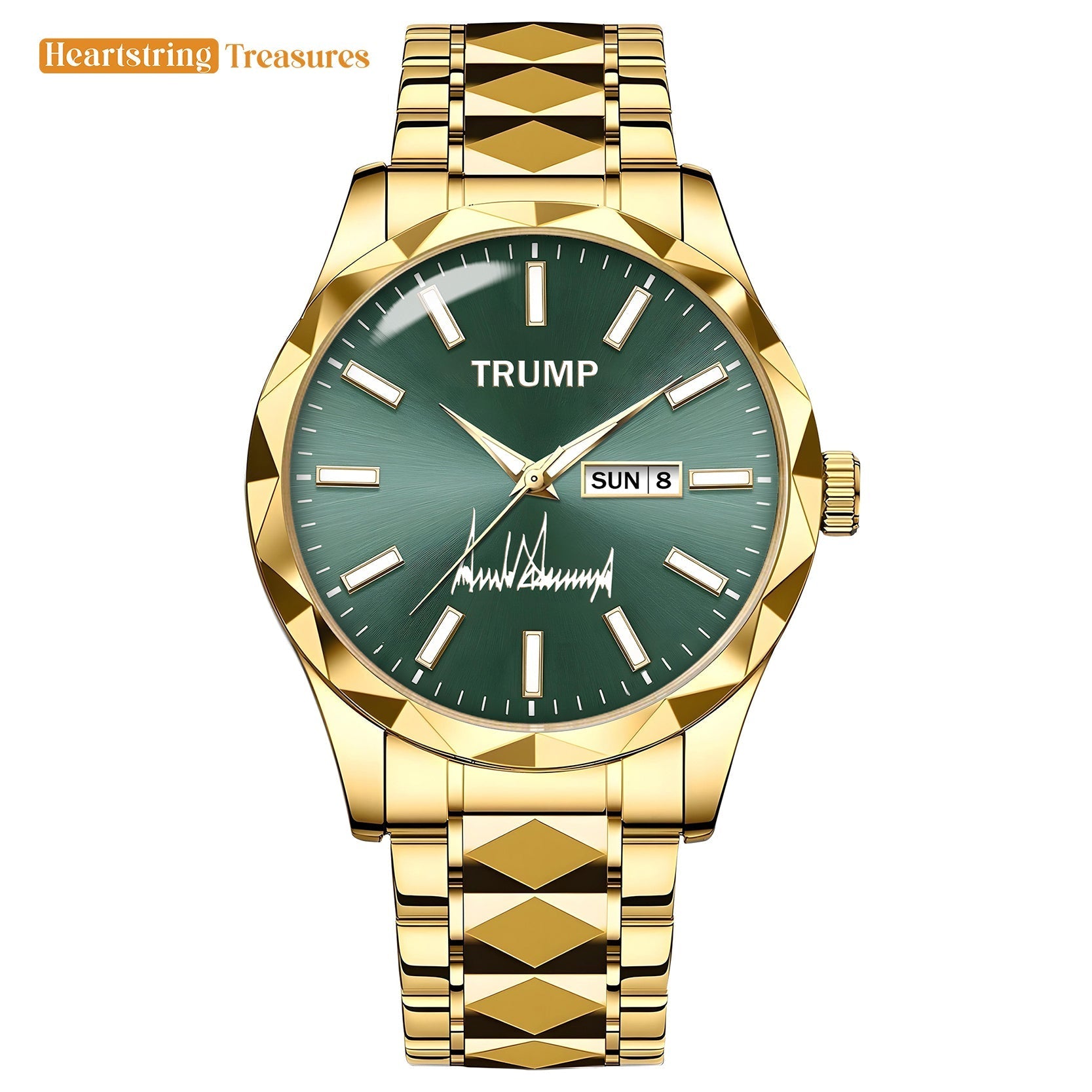 TRUMP Watch 2025 Luxury Gold – Radiant Emerald Dial – Gold Watch for Men