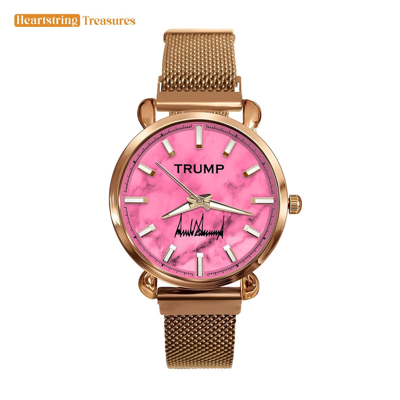 TRUMP Watch 2026 Luxury Gold - Rose Marble Dial - Gift Watch for Women