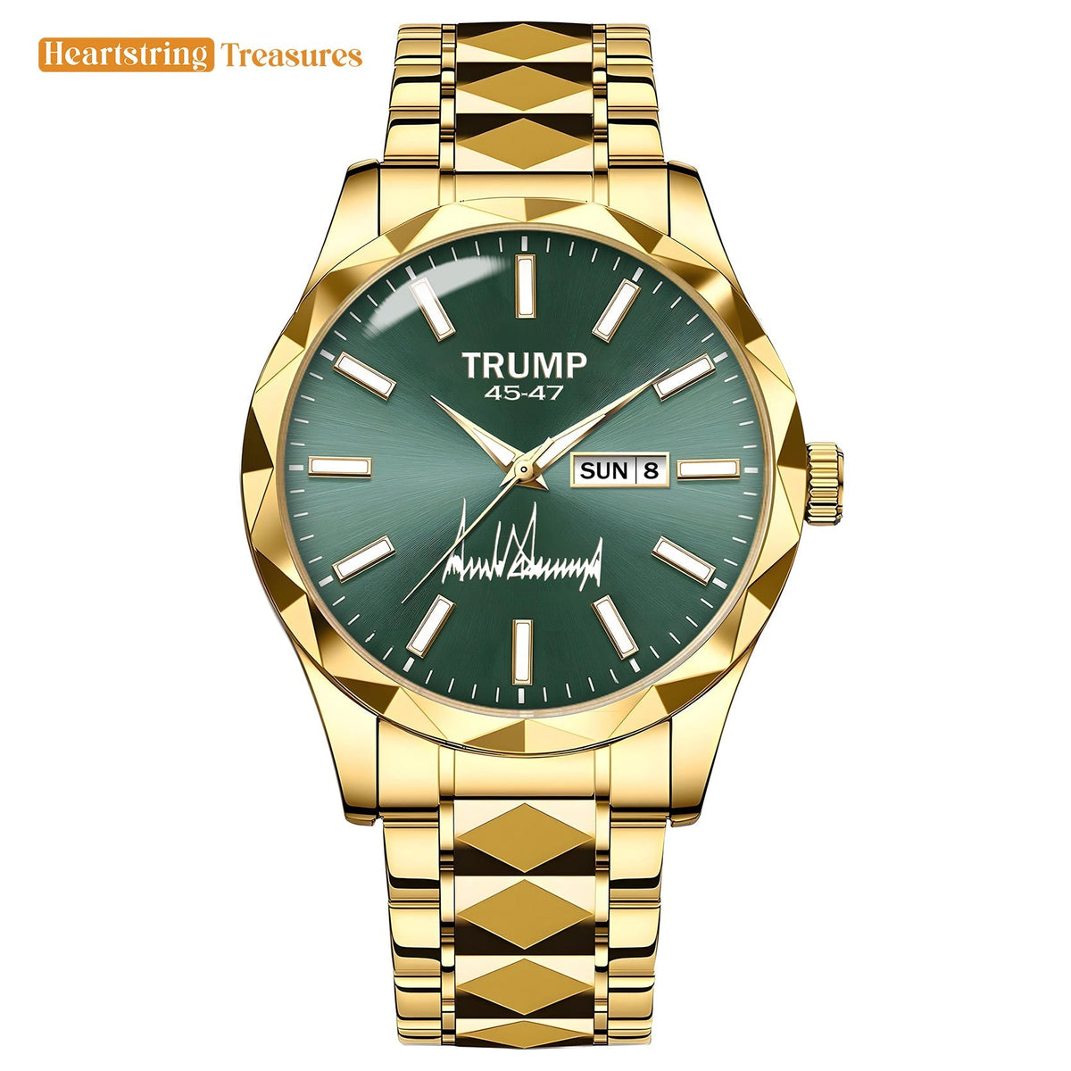 TRUMP Watch 45-47 Luxury Gold – Emerald Glow Dial – Gold Watch for Men
