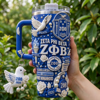 Blue White Sisterhood Bling 40oz Tumbler