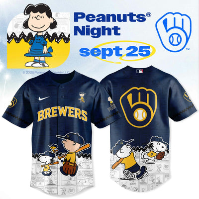 Milwaukee Comic Beagle Night Navy Baseball Jersey