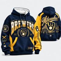 Milwaukee Skyline Navy Gold Baseball Hoodie