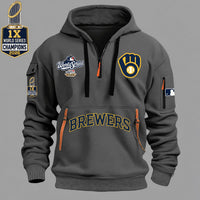 Milwaukee Zip Pocket Navy Baseball Hoodie