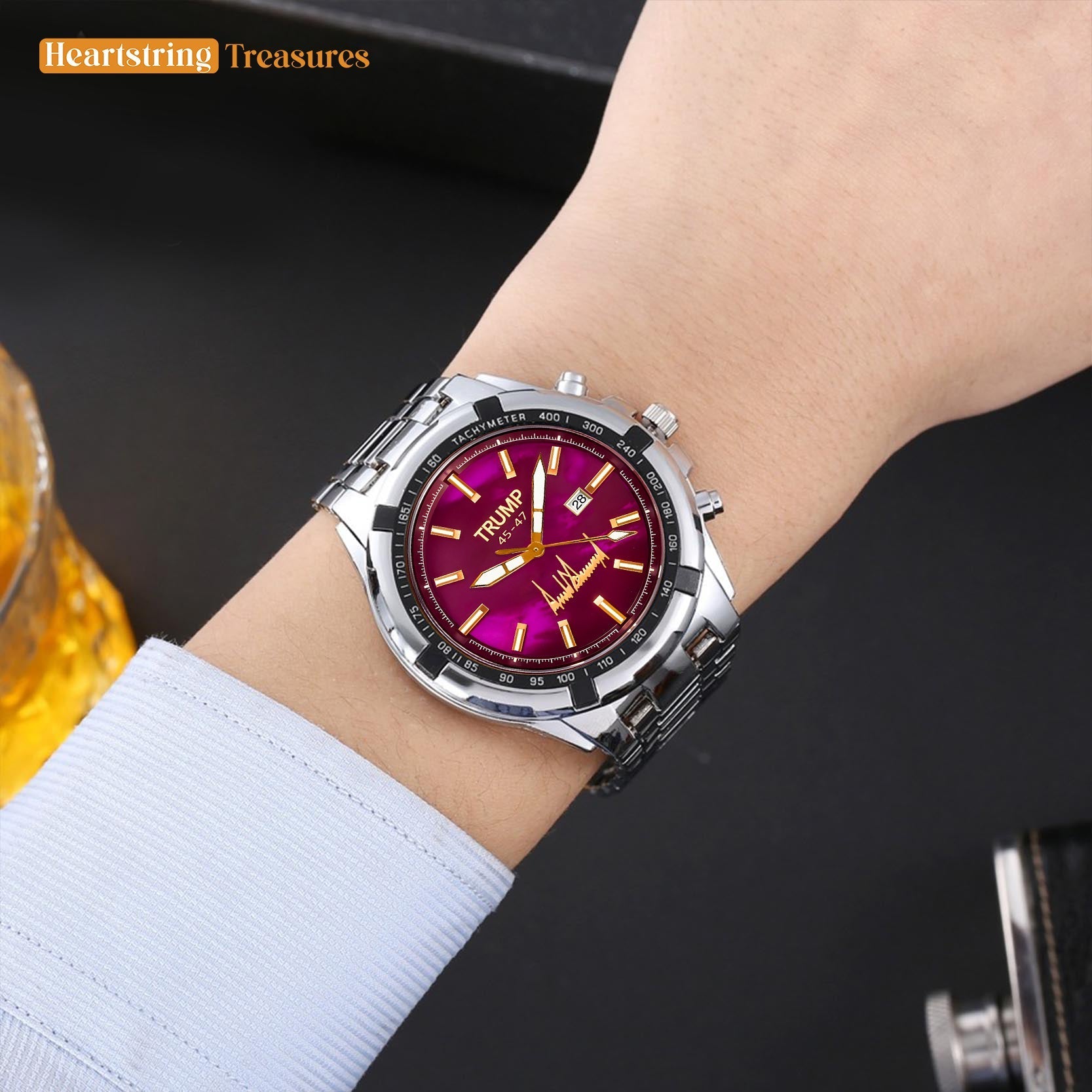 TRUMP 45-47 Watch 2025 Luxury Gold – Purple Storm Dial – Gold Watch for Men