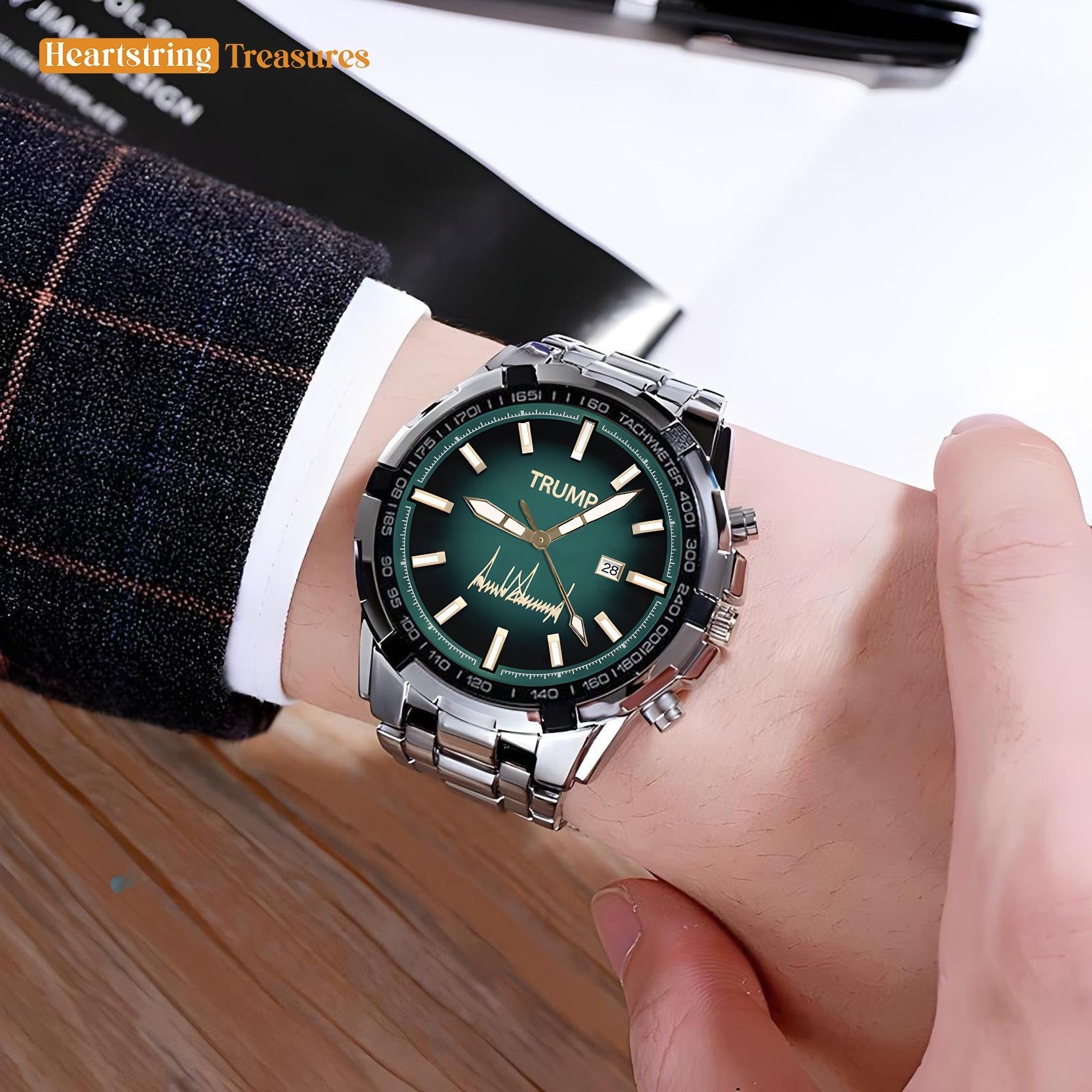 TRUMP Watch 2025 - Emerald Steel - Gift Watch for Fans