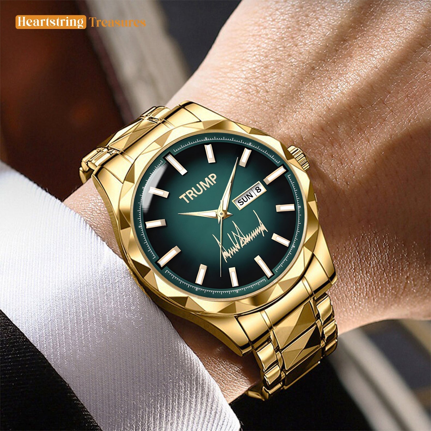 TRUMP Watch 2025 Luxury Gold – Mystic Green Dial  – Gold Watch for Men