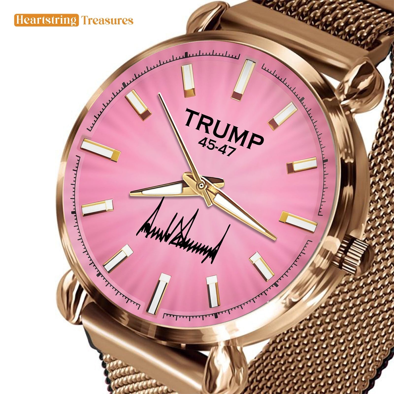 TRUMP Watch 45-47 Luxury Gold - Sparkling Rose Dial - Gift Watch for Women