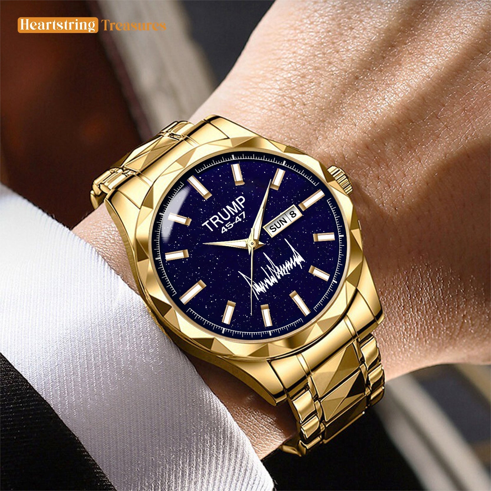 TRUMP Watch 45-47 Luxury Gold – Blue Eclipse Dial  – Gold Watch for Men