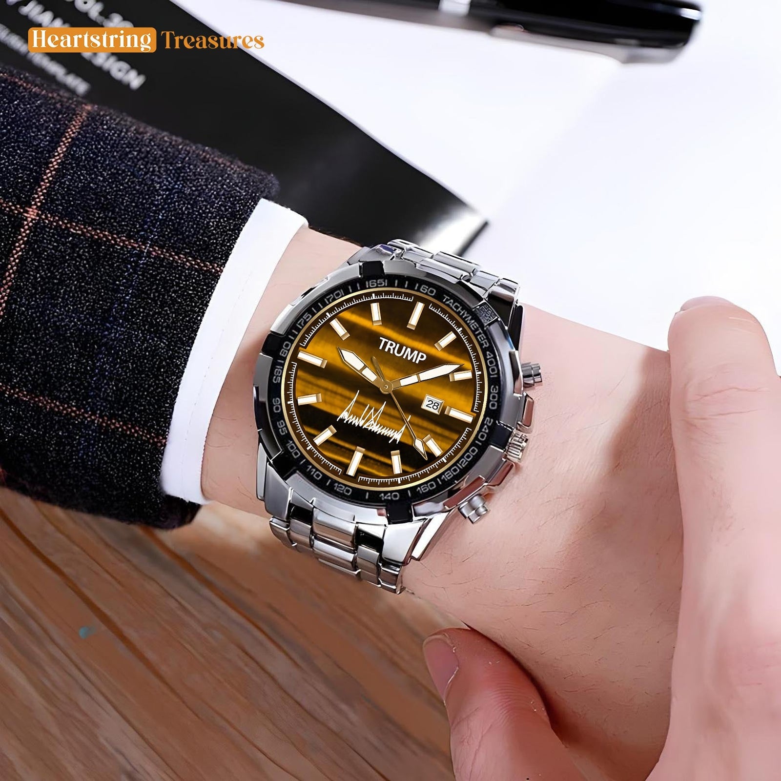 TRUMP Watch 2025 - Brown Timber Dial - Gift Watch for Fans