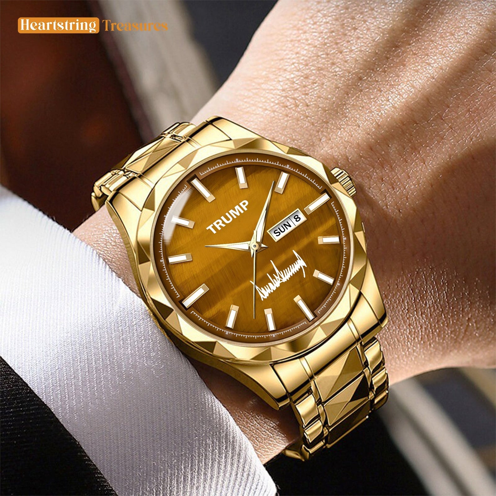 TRUMP Watch 2026 Luxury Gold – Rustic Brown Dial – Gold Watch for Men