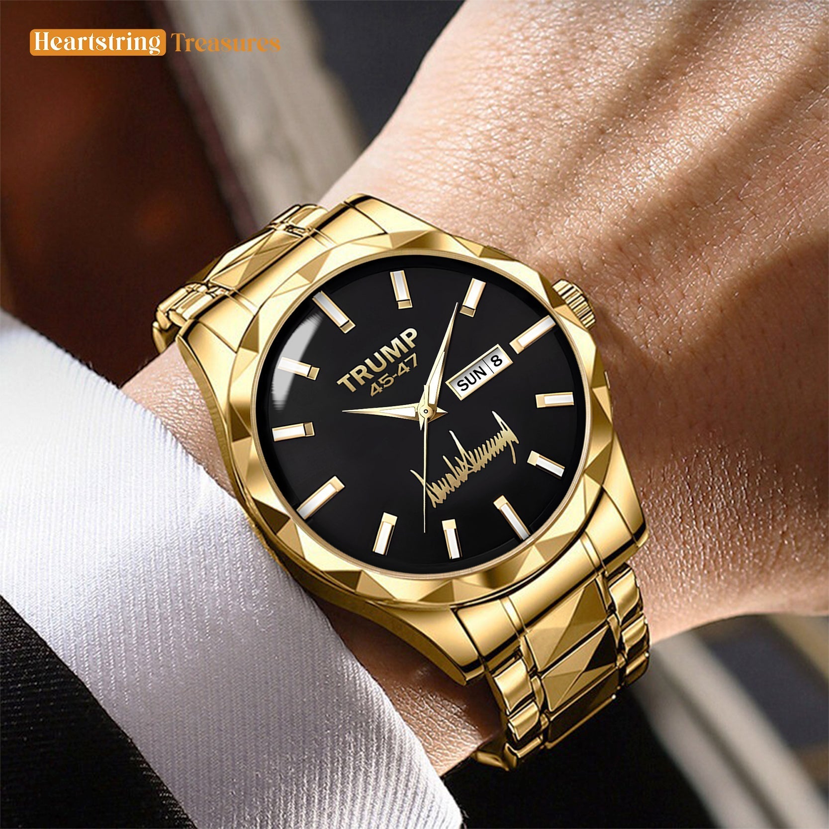 TRUMP Watch 45 - 47 Luxury Gold – Onyx Black Dial  – Gold Watch for Men