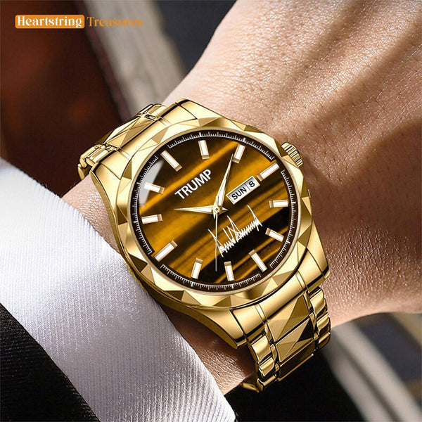 TRUMP Watch 2026 Luxury Gold – Dark Brown Dial – Gold Watch for Men