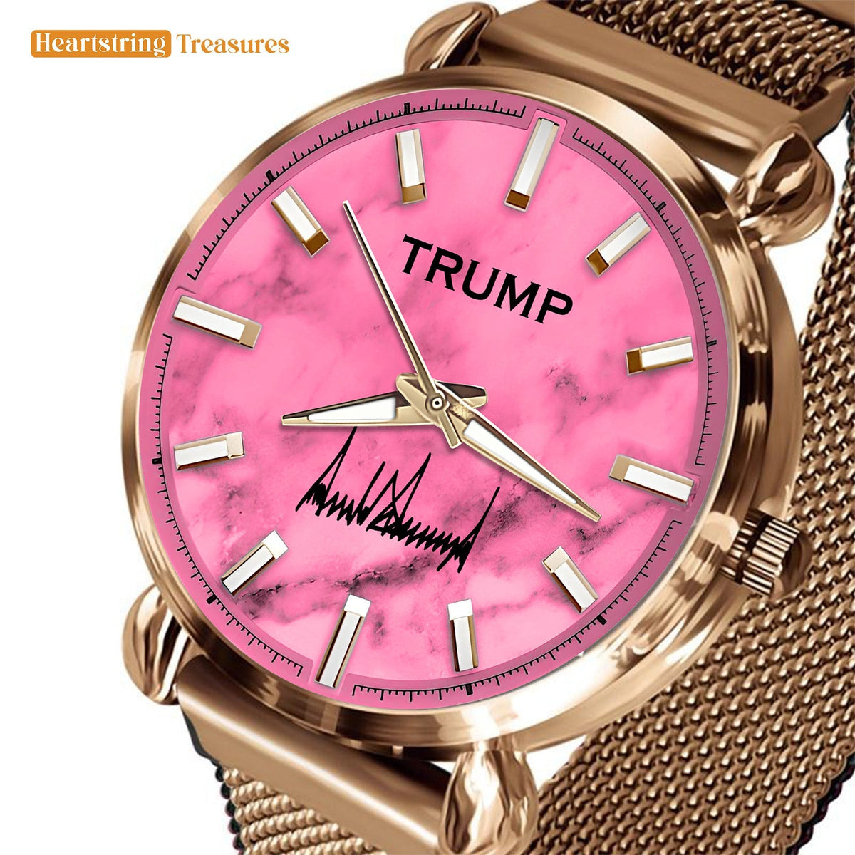 TRUMP Watch 2025 Luxury Gold - Rose Marble Dial - Gift Watch for Women