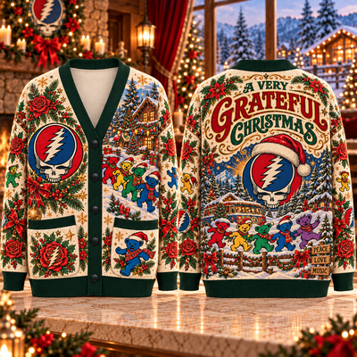 Psychedelic Rose Christmas Cardigan