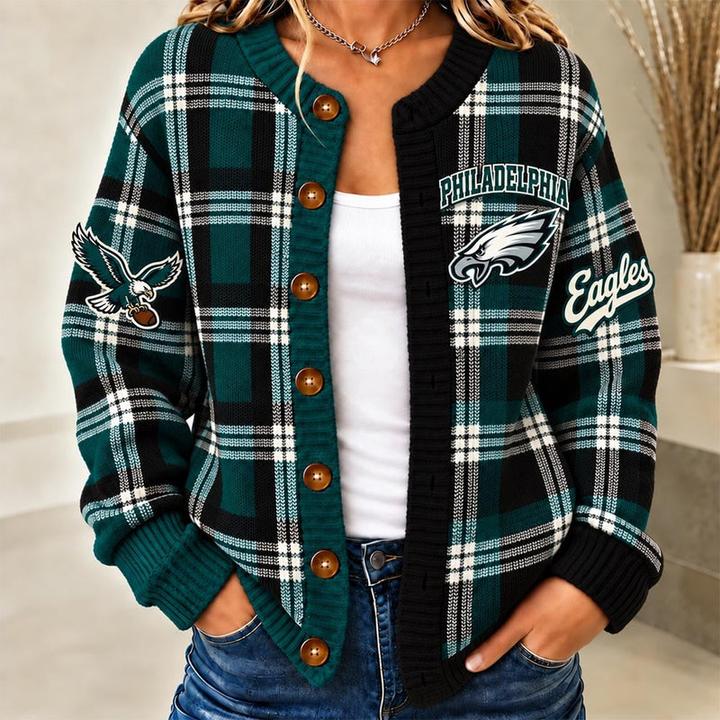 Philadelphia Plaid Knit Women's Cardigan