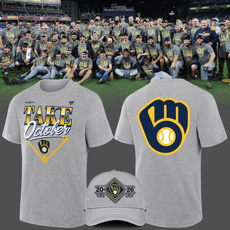 Milwaukee Take Ball In Glove Grey Baseball T-Shirt