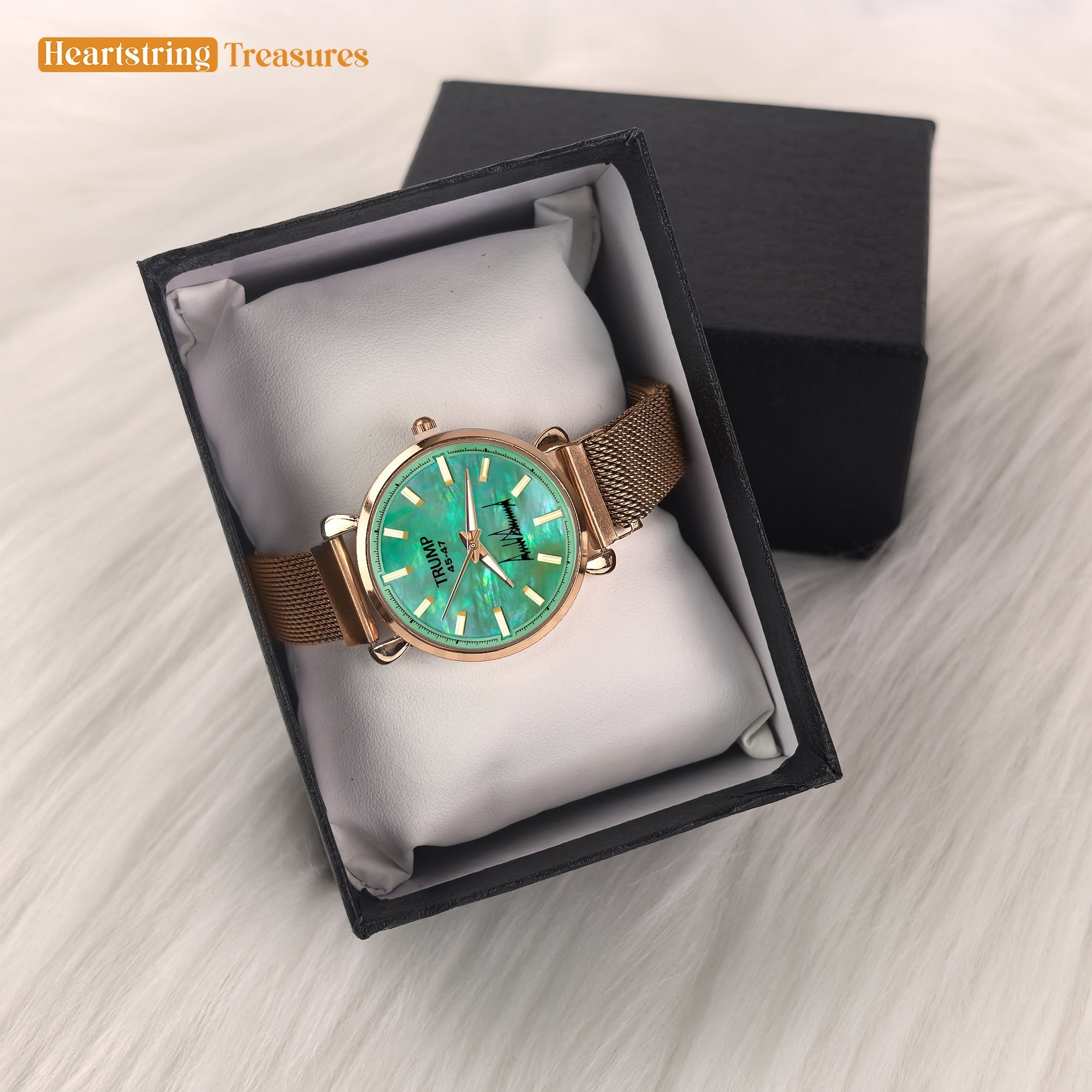 TRUMP 45-47 Watch 2025 Luxury Gold – Galactic Teal Dial – Gold Watch for Women