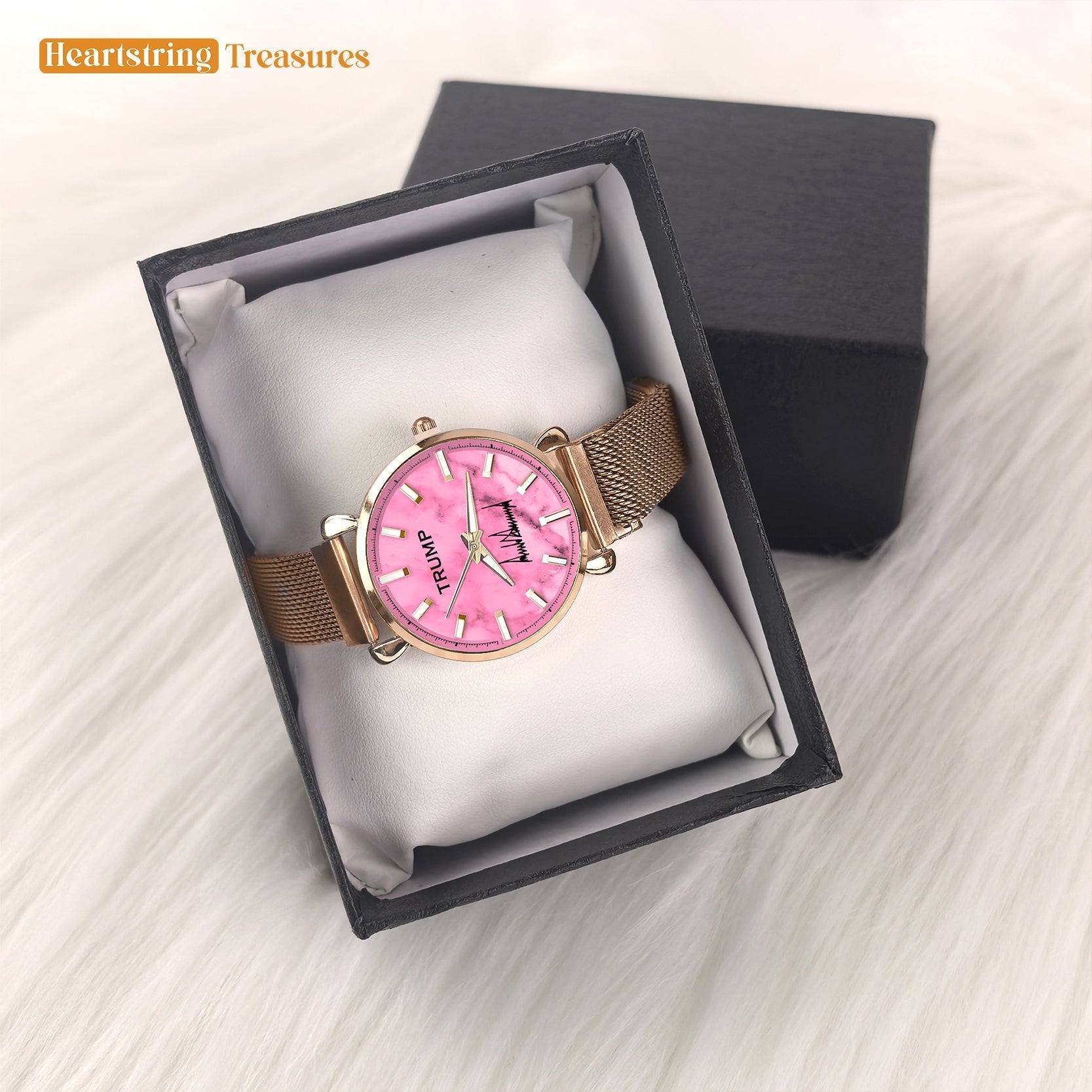 TRUMP Watch 2025 Luxury Gold - Rose Marble Dial - Gift Watch for Women