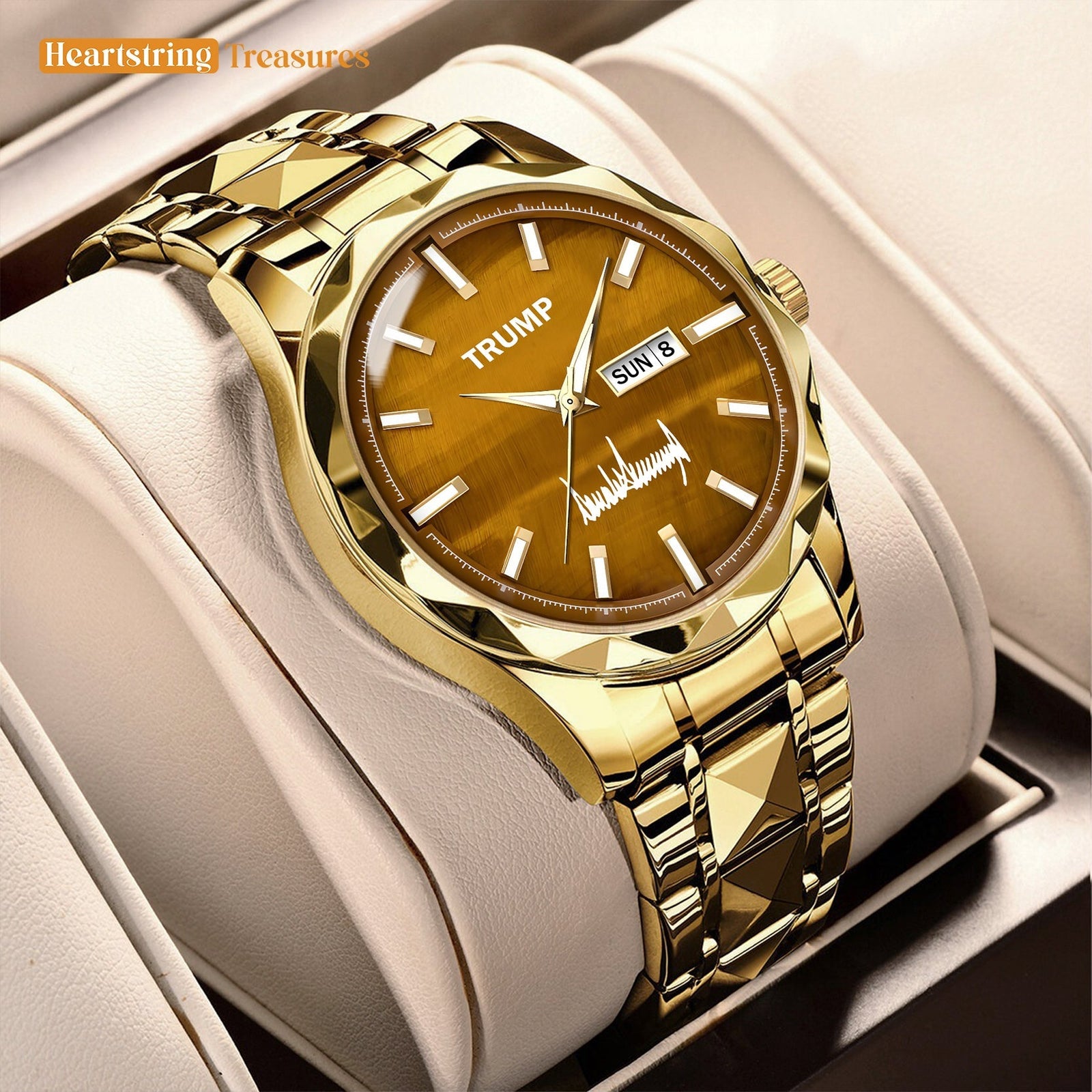 TRUMP Watch 2026 Luxury Gold – Rustic Brown Dial – Gold Watch for Men