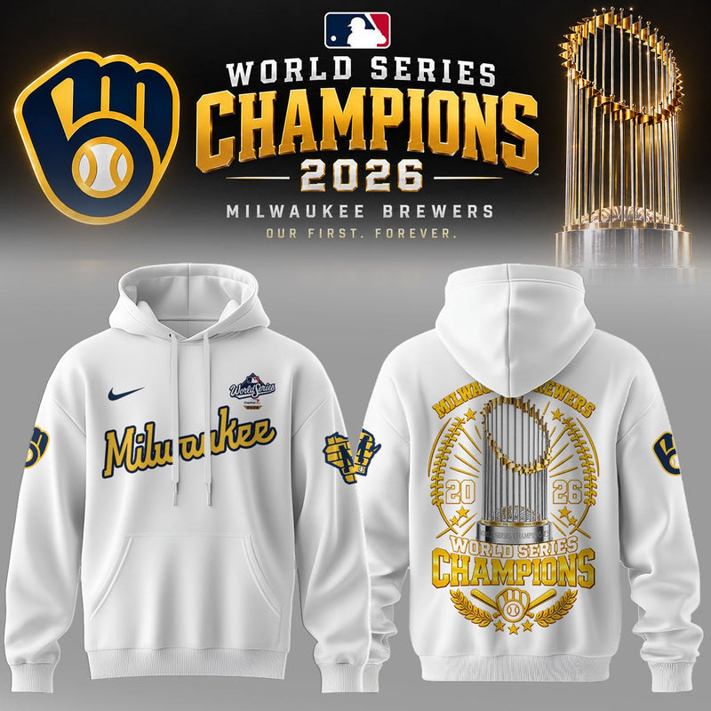 Milwaukee Our First Forever Trophy White Baseball Hoodie