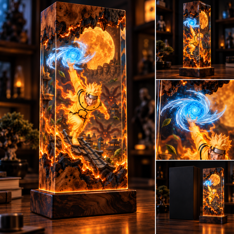 Nine Tails Ninja Story Cube Resin Lamp